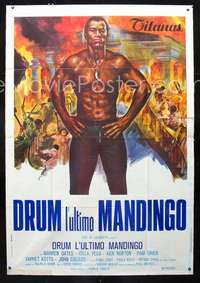 b063 DRUM Italian two-panel movie poster '76 art of tough Ken Norton!