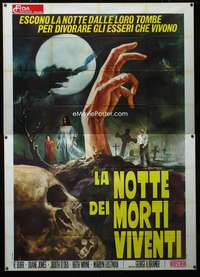 b071 NIGHT OF THE LIVING DEAD Italian two-panel movie poster '68 different!
