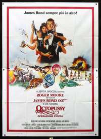 b075 OCTOPUSSY Italian two-panel movie poster '83 Roger Moore as James Bond!