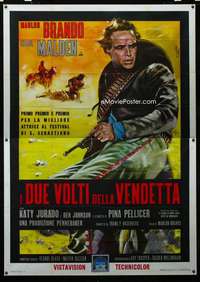 b077 ONE EYED JACKS Italian two-panel movie poster '61 Brando by Nistri!