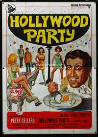 b080 PARTY Italian two-panel movie poster '68 Peter Sellers, Avelli art!