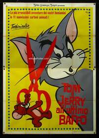 b106 TOM & JERRY Italian two-panel movie poster '63 Nano art with scissors!