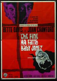 b117 WHAT EVER HAPPENED TO BABY JANE? Italian two-panel movie poster '62