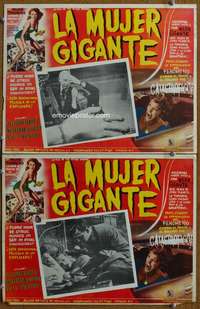 c290 ATTACK OF THE 50 FT WOMAN 2 Mexican movie lobby cards '58 Hayes