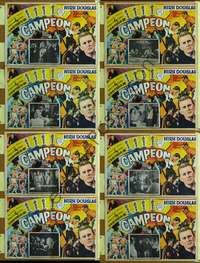 c274 CHAMPION 8 Mexican movie lobby cards '49 boxer Kirk Douglas!