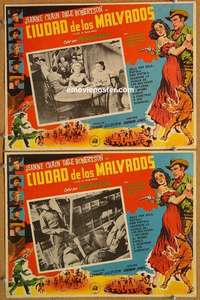 c296 CITY OF BAD MEN 2 Mexican movie lobby cards '53 Jeanne Crain