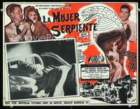 c381 CULT OF THE COBRA Mexican movie lobby card '55 Domergue & snake!