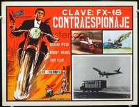 c414 EXTERMINATORS Mexican movie lobby card '65 cool French cycle spy!