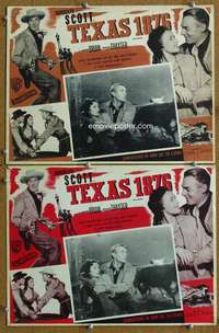 c302 FORT WORTH 2 Mexican movie lobby cards '51 Randolph Scott in Texas!