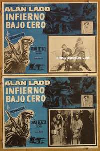 c305 HELL BELOW ZERO 2 Mexican movie lobby cards '54 Alan Ladd