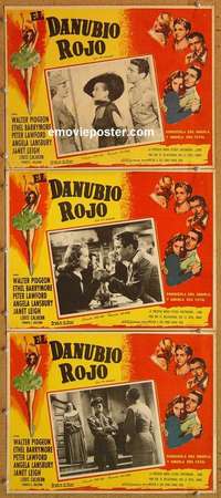 c288 RED DANUBE 3 Mexican movie lobby cards '49 Pidgeon, Barrymore