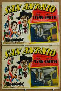 c329 SAN ANTONIO 2 Mexican movie lobby cards R50s Errol Flynn, Texas