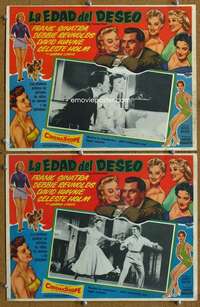 c335 TENDER TRAP 2 Mexican movie lobby cards '55 Frank Sinatra, Reynolds