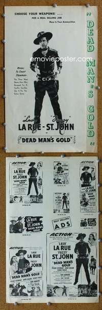 c058 DEAD MAN'S GOLD movie pressbook '48 Lash La Rue, Fuzzy St. John