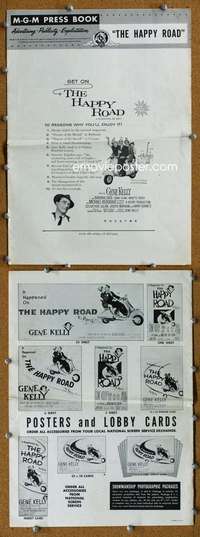 c092 HAPPY ROAD movie pressbook '57 Gene Kelly & Laage on Vespa!