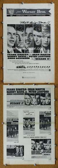 c175 OCEAN'S 11 movie pressbook '60 Sinatra, classic Rat Pack!