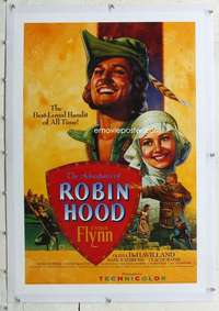 d333 ADVENTURES OF ROBIN HOOD linen video one-sheet movie poster R89 Flynn