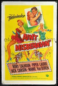 d334 AIN'T MISBEHAVIN' linen one-sheet movie poster '55 Laurie, Van Doren