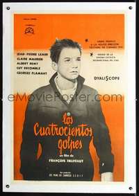 d303 400 BLOWS linen Argentinean movie poster '59 Francois Truffaut
