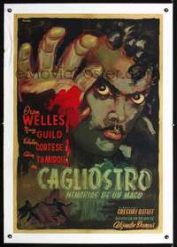 d305 BLACK MAGIC linen Argentinean movie poster '49 Welles by Aniram!