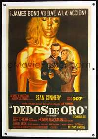 d309 GOLDFINGER linen Argentinean movie poster '64 James Bond, different!