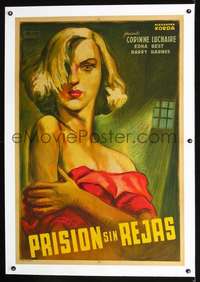 d318 PRISON WITHOUT BARS linen Argentinean movie poster '41 Venturi art!