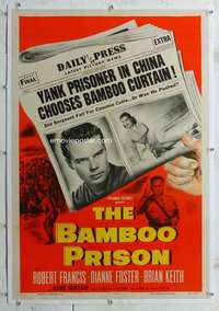 d345 BAMBOO PRISON linen one-sheet movie poster '54 Yank prisoner in China!