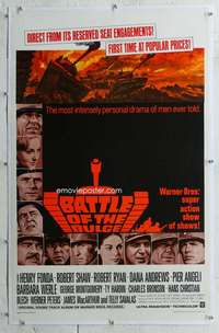 d351 BATTLE OF THE BULGE linen one-sheet movie poster '66 cool Thurston art!