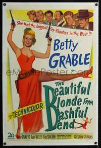 d352 BEAUTIFUL BLONDE FROM BASHFUL BEND linen one-sheet movie poster '49