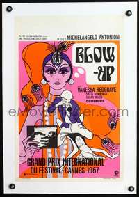 d099 BLOWUP linen Belgian movie poster '67 Antonioni, R. Detheux art!