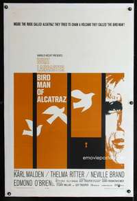 d358 BIRDMAN OF ALCATRAZ linen one-sheet movie poster '62 Telly Savalas