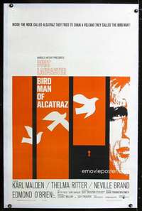 d359 BIRDMAN OF ALCATRAZ linen one-sheet movie poster '62 Tony Savalas