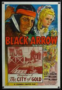 d360 BLACK ARROW linen Chap 1 one-sheet movie poster '44 cool serial!