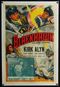 d363 BLACKHAWK linen Chap 9 one-sheet movie poster '52 D.C. comic serial!