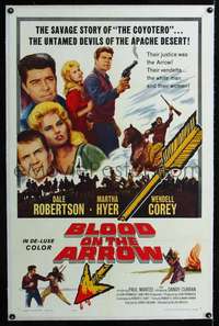 d366 BLOOD ON THE ARROW linen one-sheet movie poster '64 Dale Robertson, Hyer
