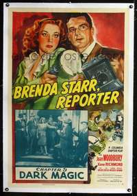 d370 BRENDA STARR REPORTER linen Chap 9 one-sheet movie poster '45 serial!