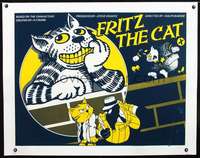 d074 FRITZ THE CAT linen British quad movie poster '72 Ralph Bakshi cartoon!