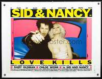 d085 SID & NANCY linen British quad movie poster '86 punk rock classic!