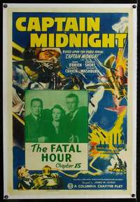 d375 CAPTAIN MIDNIGHT linen Chap 15 one-sheet movie poster '42 cool serial!