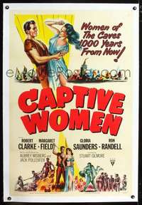 d376 CAPTIVE WOMEN linen one-sheet movie poster '52 futuristic sexy sci-fi!
