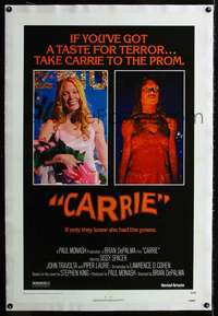 d379 CARRIE linen one-sheet movie poster '76 Sissy Spacek, Stephen King