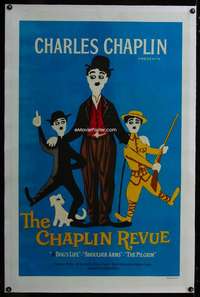 d381 CHAPLIN REVUE linen one-sheet movie poster '60 Charlie compilation!