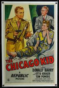 d385 CHICAGO KID linen one-sheet movie poster '45 Red Barry, Lynne Roberts