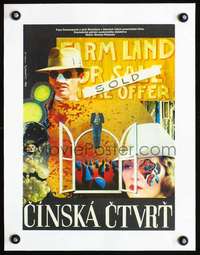 d114 CHINATOWN linen Czechoslovakian 12x17 movie poster '74 cool Hiavalek art!