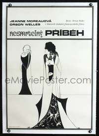 d110 IMMORTAL STORY linen Czechoslovakian 23x33 movie poster '68 Vyletal art!