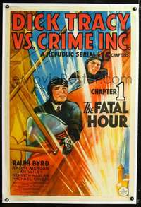 d410 DICK TRACY VS. CRIME INC. linen one-sheet movie poster '41 serial!