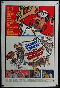 d412 DISORDERLY ORDERLY linen one-sheet movie poster '65 wacky Jerry Lewis!