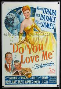 d415 DO YOU LOVE ME linen one-sheet movie poster '46 Maureen O'Hara, James