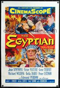 d420 EGYPTIAN linen one-sheet movie poster '54 Jean Simmons, Victor Mature
