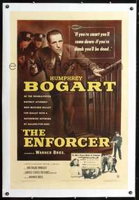 d422 ENFORCER linen one-sheet movie poster '51 Humphrey Bogart with gun!